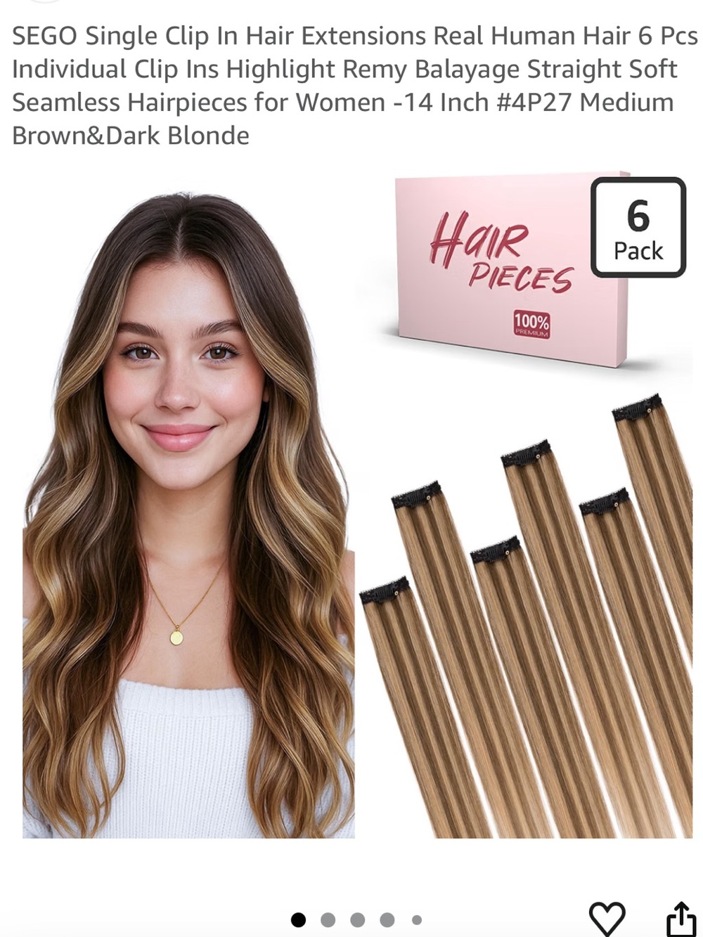 Six Single Clip-In Remy Balayage 14" Hair Extensions - Sealed NIB